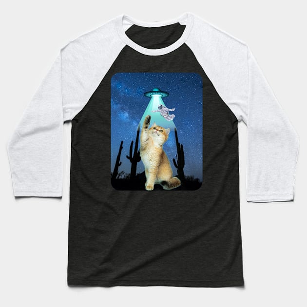 Cat vs Alien Baseball T-Shirt by Spacetrap